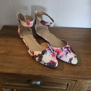 Dream Pairs Floral Pointed-Toe Ankle-Strap Heels - Pink, Purple, White